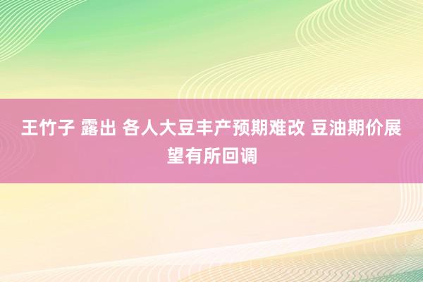 王竹子 露出 各人大豆丰产预期难改 豆油期价展望有所回调